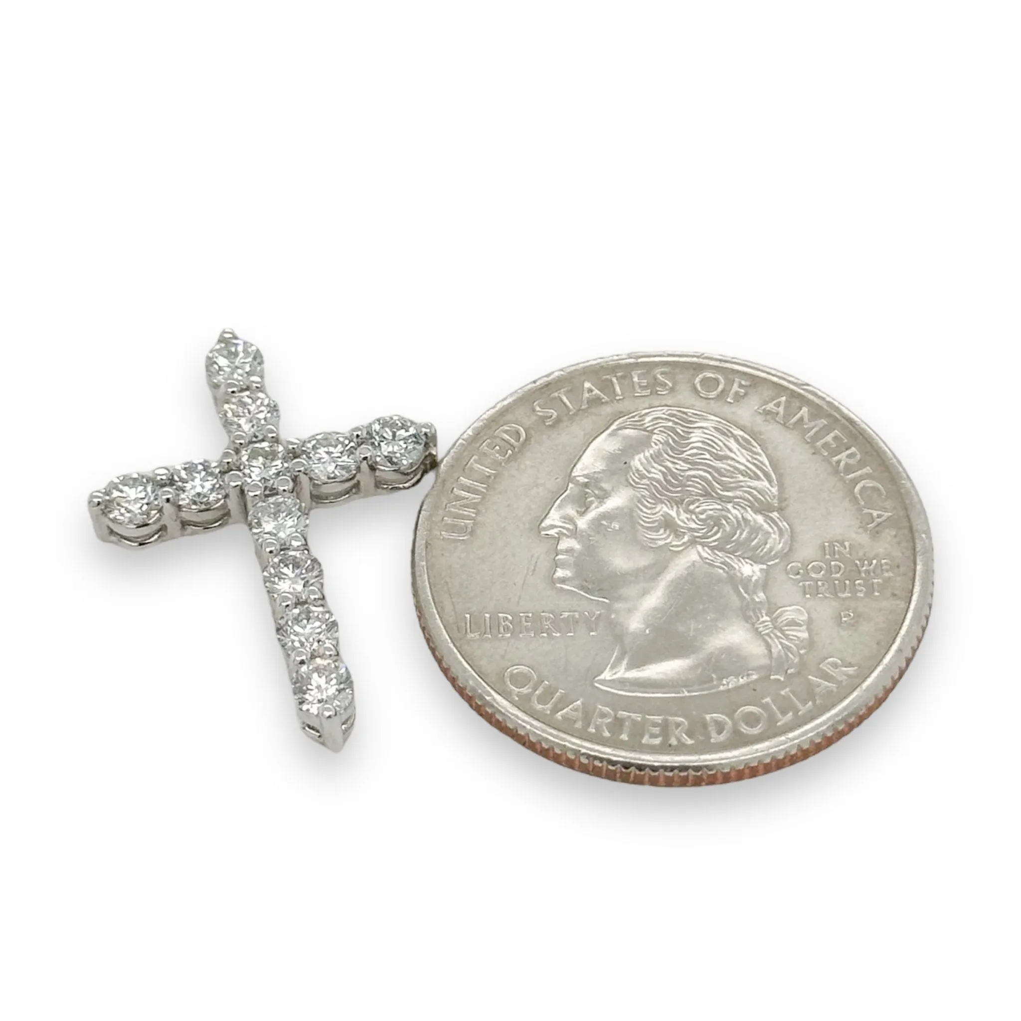 14K W Gold G/I1 1.00cttw Diamond Cross