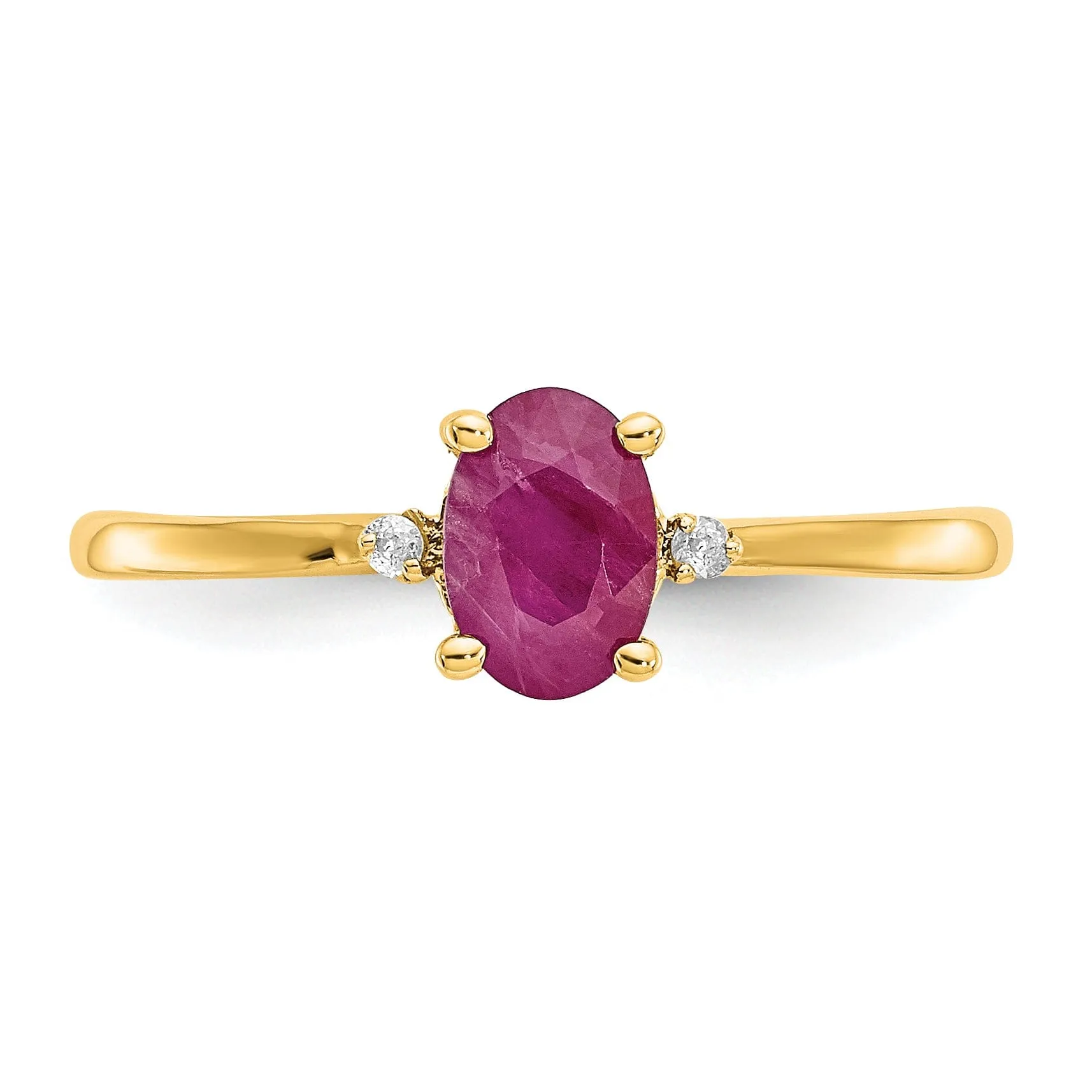 14k Yellow Gold Diamond Ruby Birthstone Ring