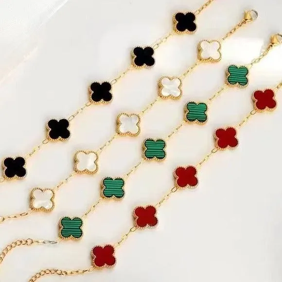 18K Gold Double-Sided Four-Leaf Clover Bracelet