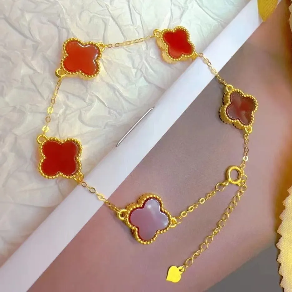 18K Gold Double-Sided Four-Leaf Clover Bracelet