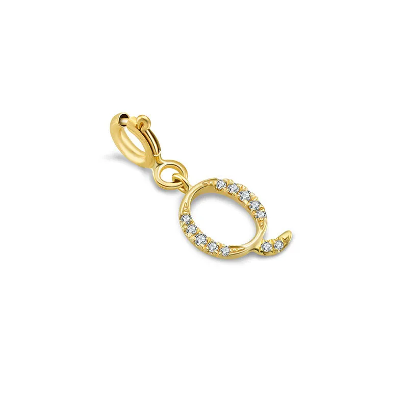 18k Gold Letter "Q" Diamond Charms