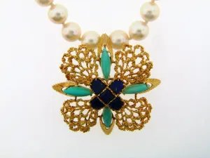 18K Yellow Gold Pearl Strand Necklace with Enhancer