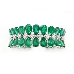 94.74 / 6.15 cts Emerald with Diamond Bracelet (ENQUIRE)