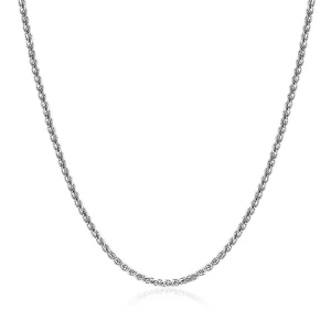 9ct White Gold 1.7mm Round Magic Diamond Cut Wheat Link