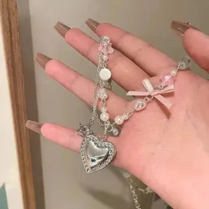 Aiertu - Locket in a Sweet Diary Pink Dark Academia Kawaii Academia Y2K Cottagecore Coquette Fairycore Dollette Princesscore Choker