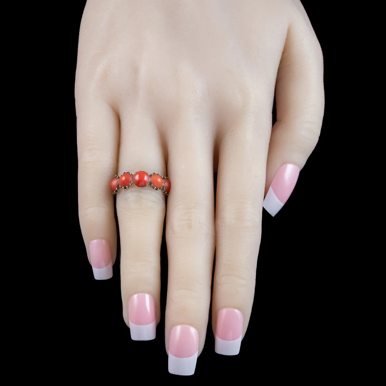 Antique Georgian Coral Five Stone Ring