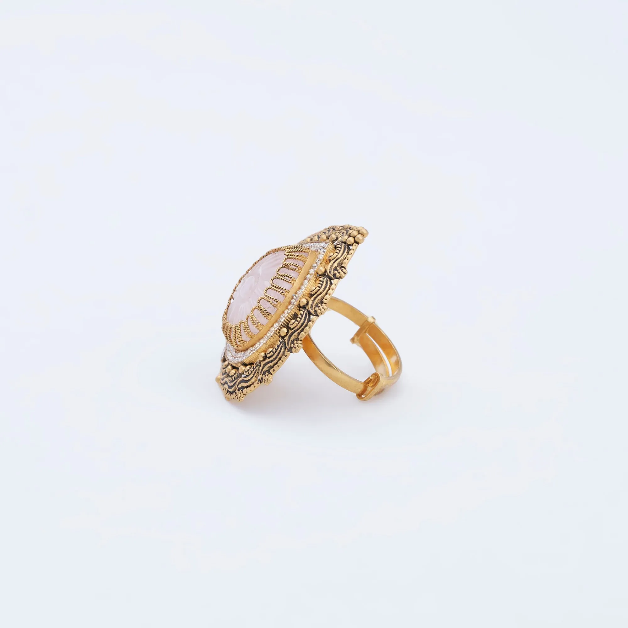 Antique-Inspired Pink Stone Ring