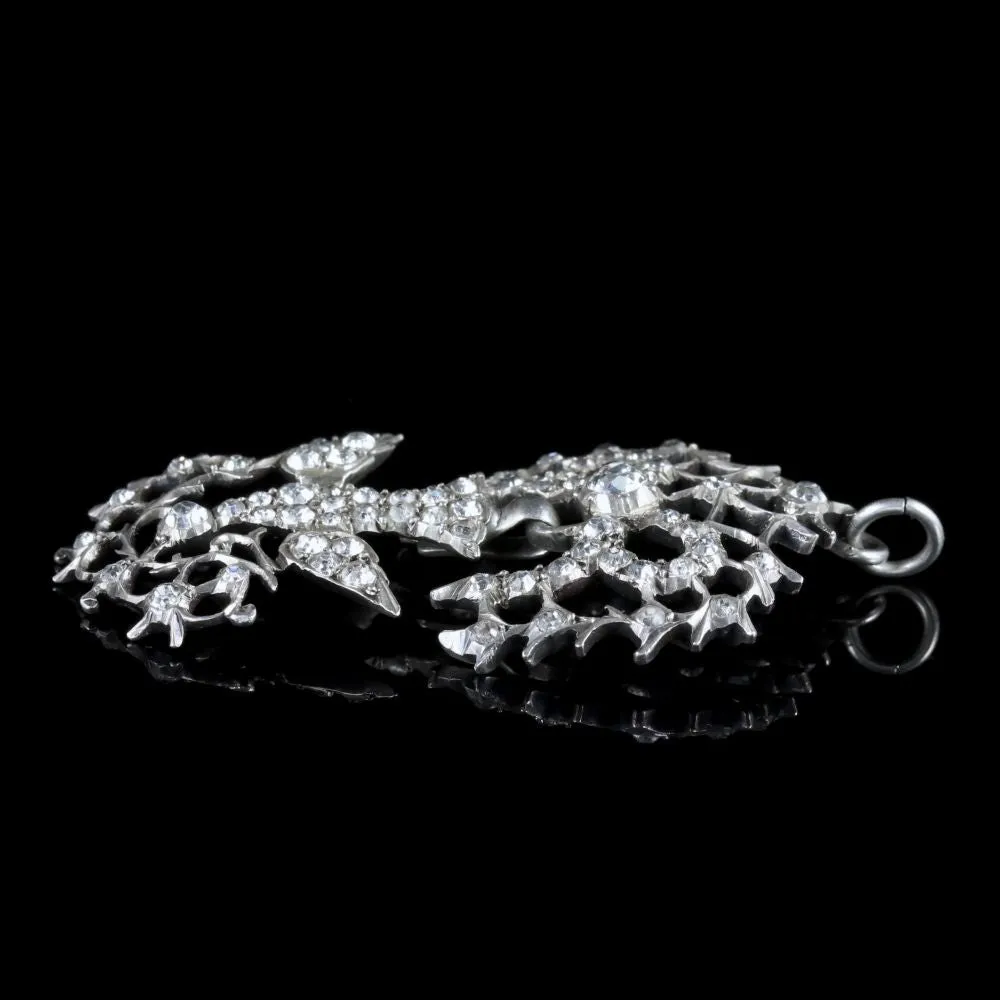 Antique Victorian French Saint Esprit Dove Pendant Paste Silver