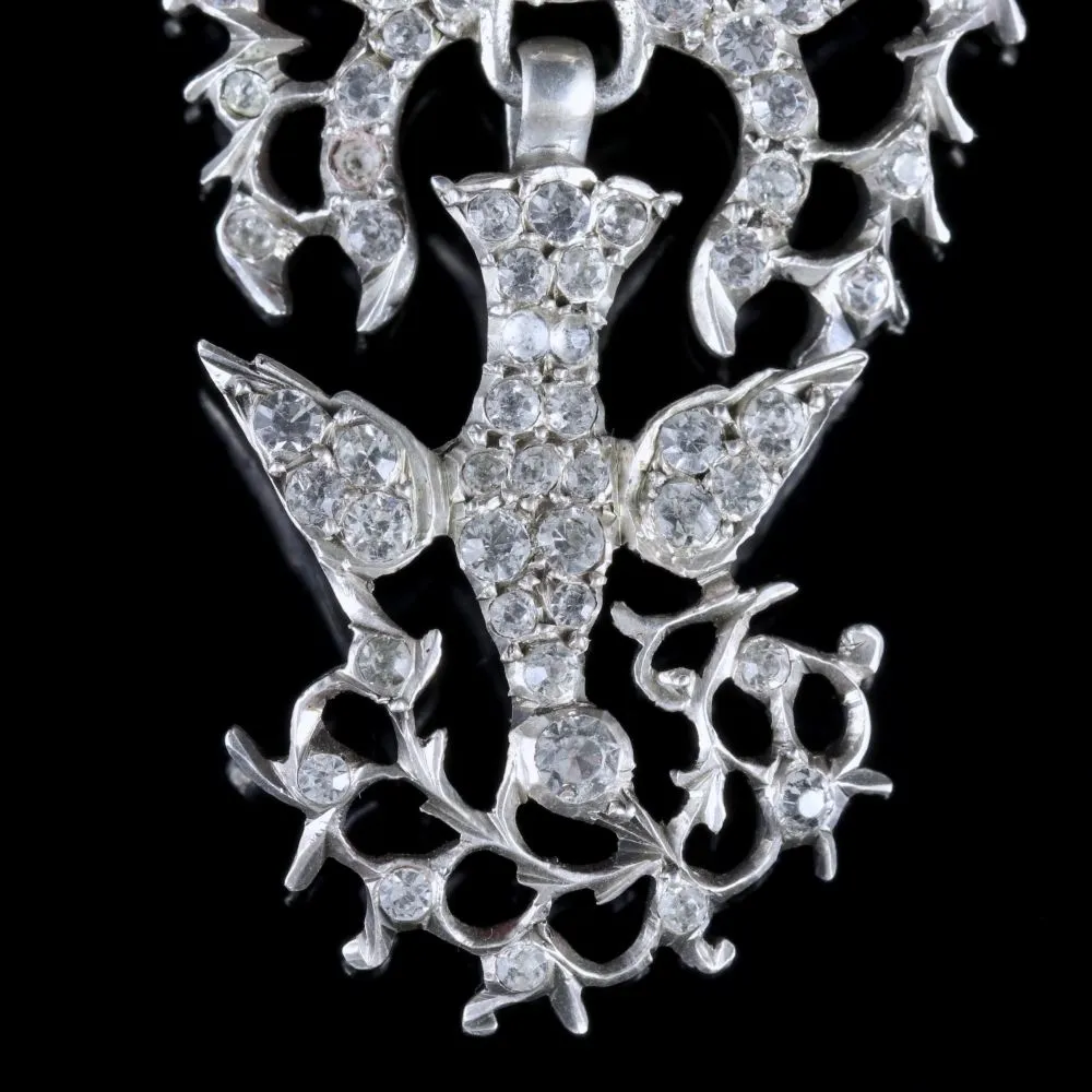 Antique Victorian French Saint Esprit Dove Pendant Paste Silver