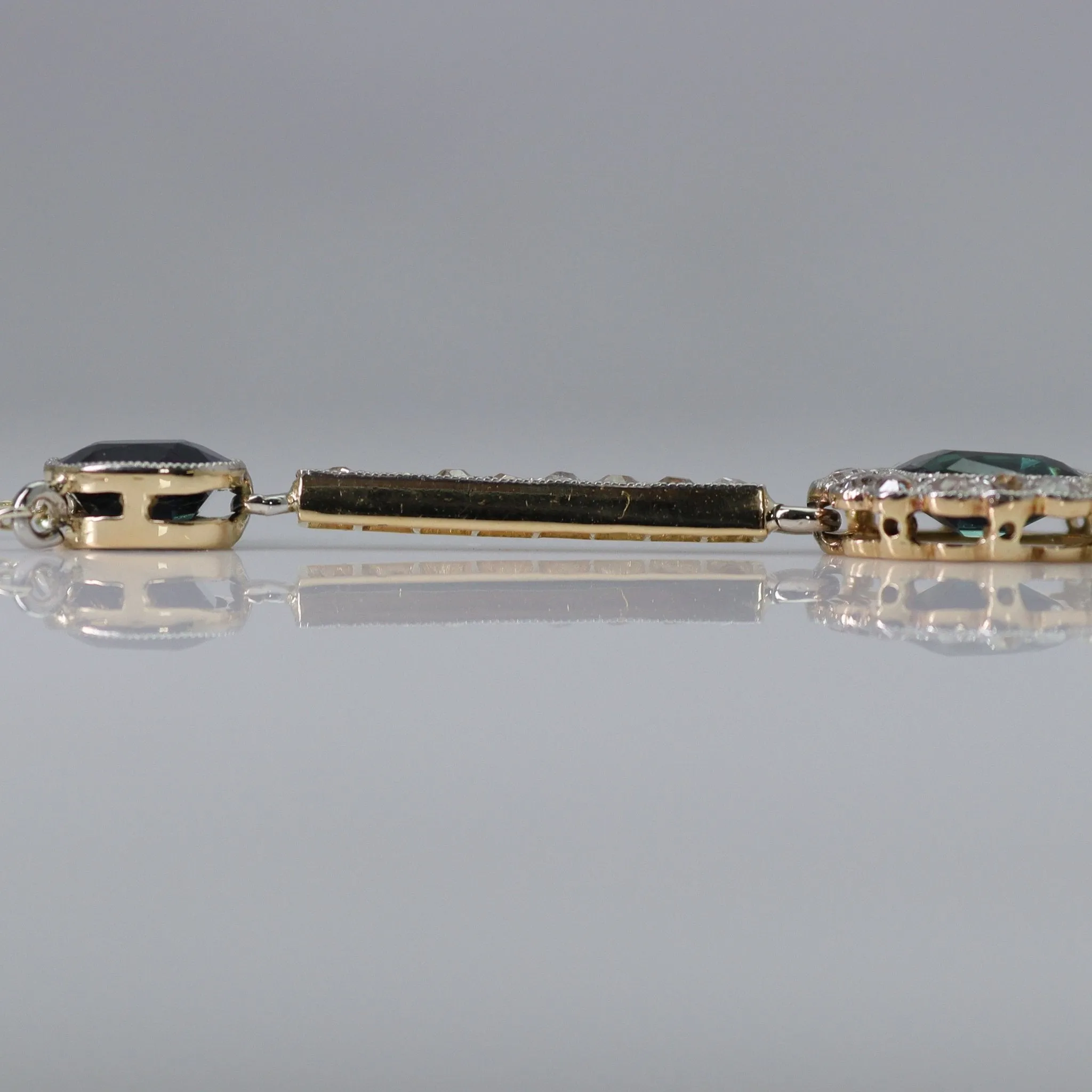 Art Deco 15ct Rose Gold Sapphire and Diamond Pendant