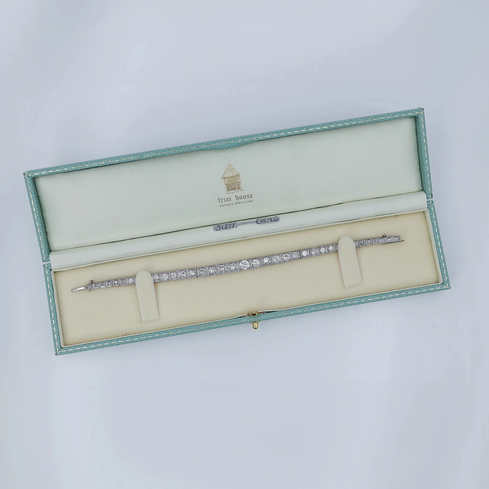 Art Deco 1930's Platinum 7.2 Carat Diamond Line Bracelet