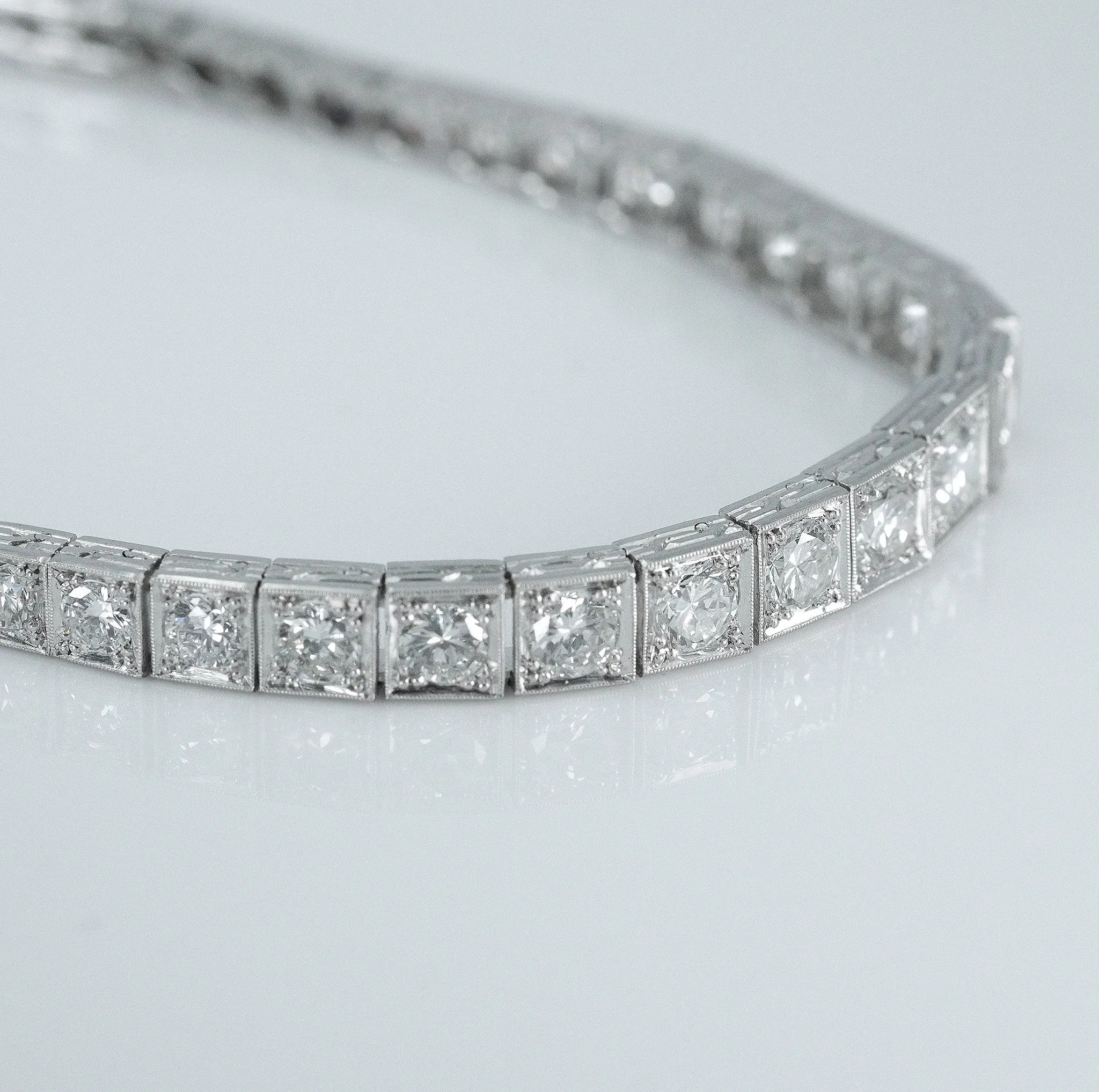 Art Deco 1930's Platinum 7.2 Carat Diamond Line Bracelet