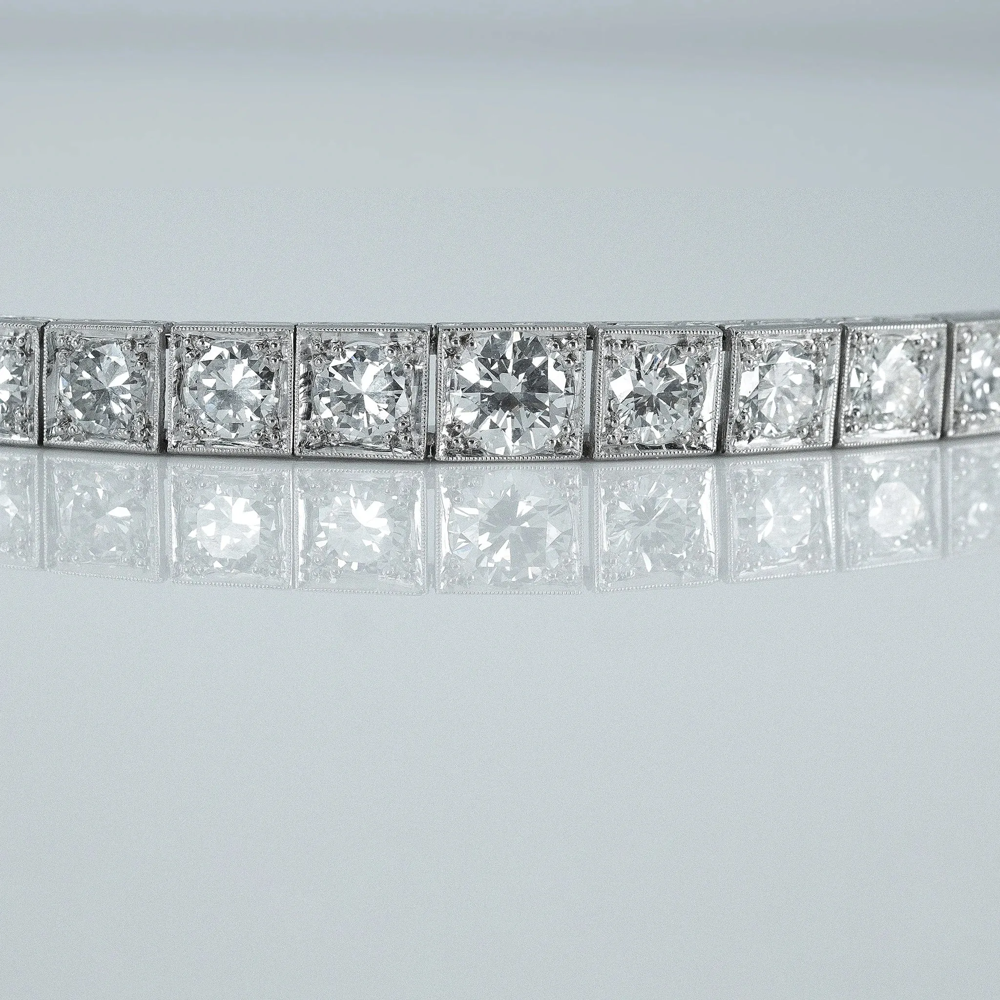 Art Deco 1930's Platinum 7.2 Carat Diamond Line Bracelet