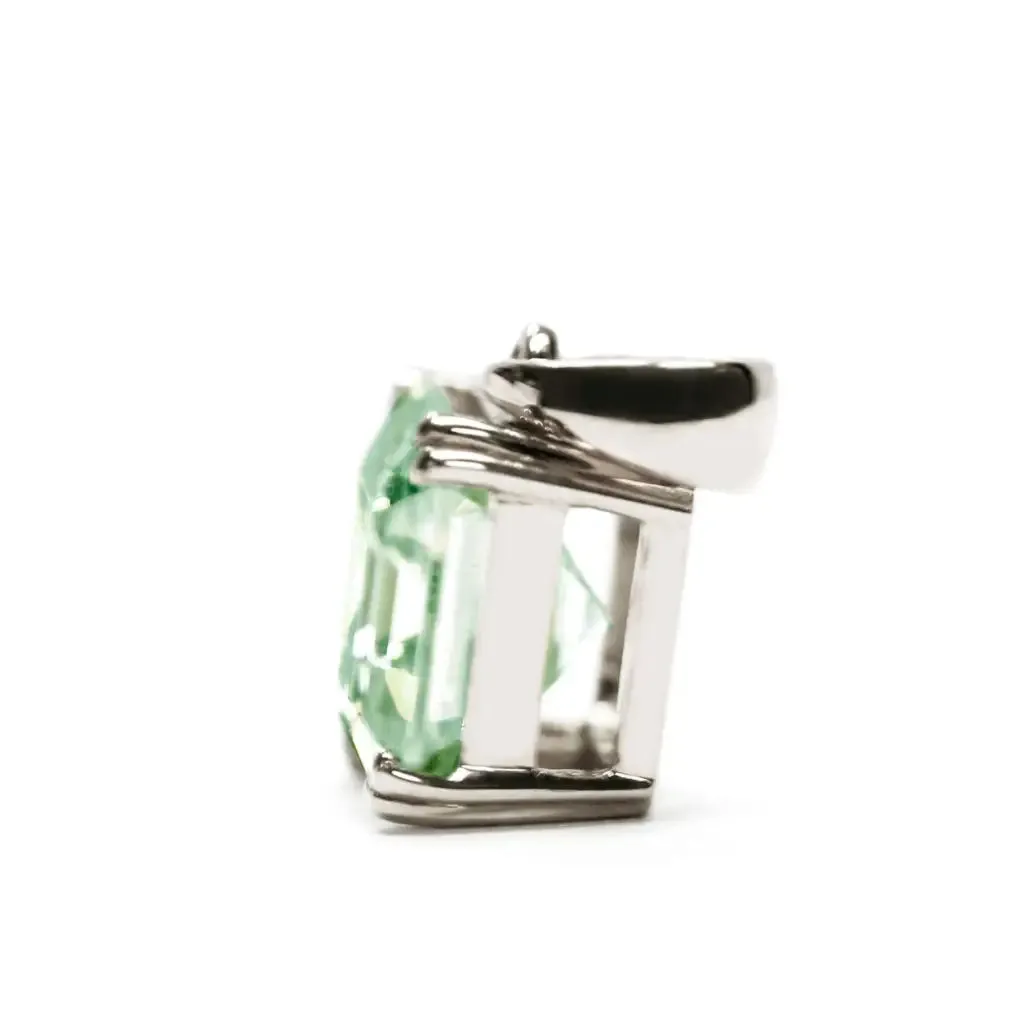 Asscher Mint Green Moissanite Solitaire Pendant in 18K gold