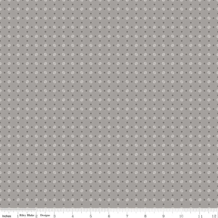 Bee Basics Polka Dot Gray Yardage by Lori Holt | Riley Blake Designs