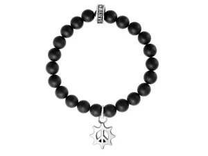 Black Onyx Beaded Onyx Peace Gear Bracelet
