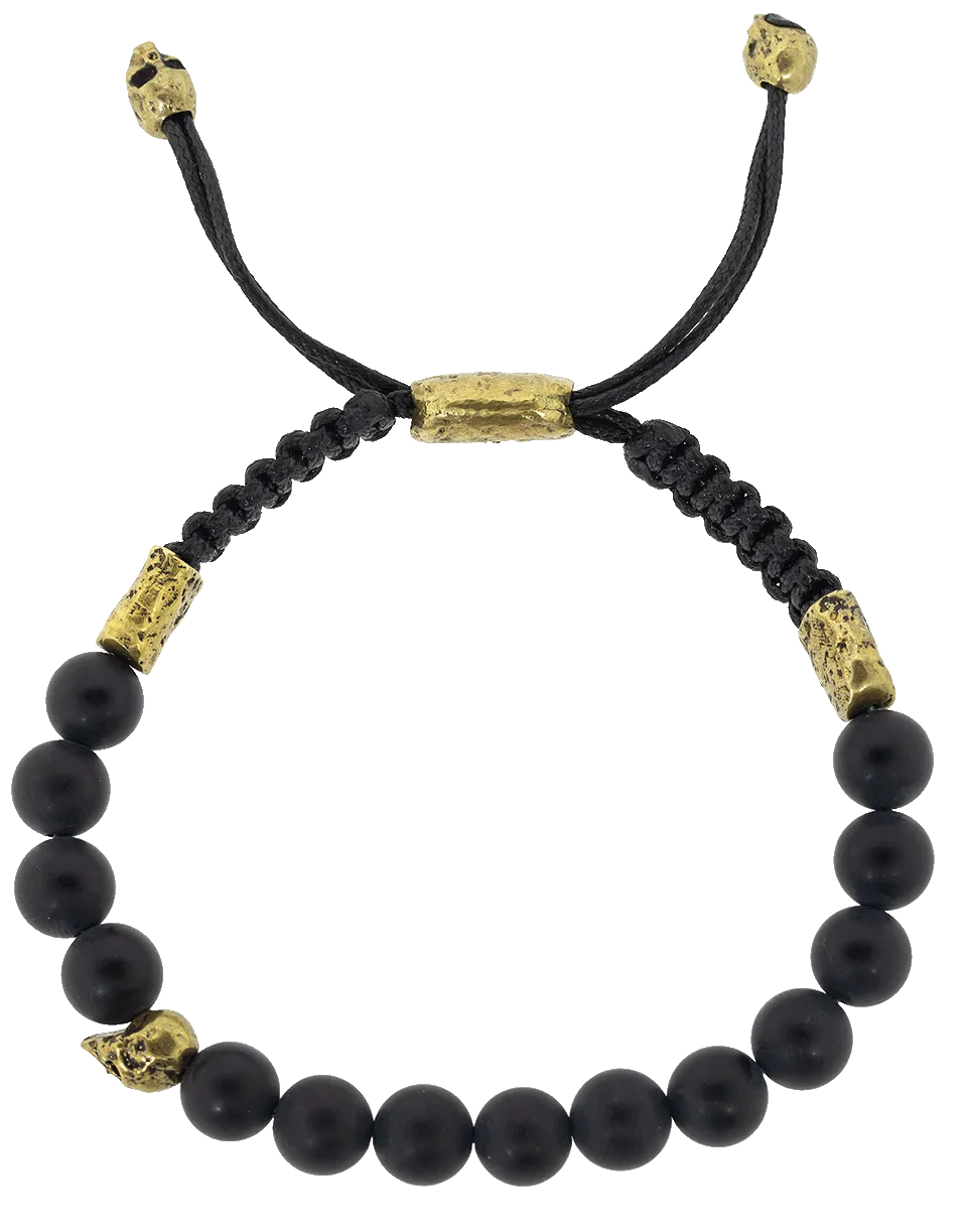 Brass Skull and Onyx Bead Bracelet