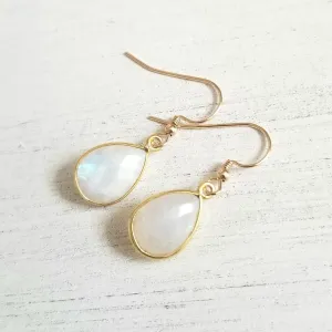 Bridesmaid Gift, Dainty Moonstone Earrings