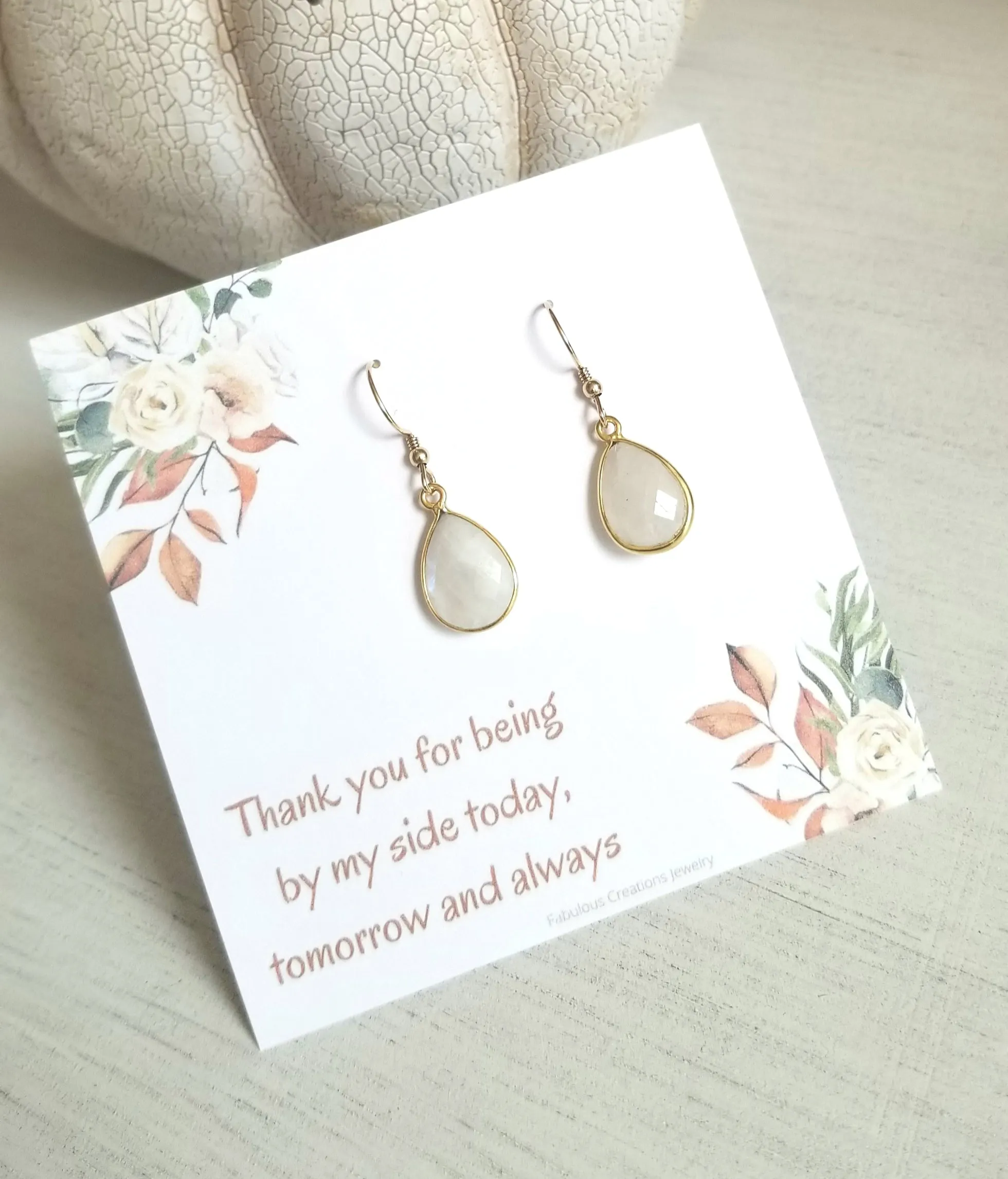 Bridesmaid Gift, Dainty Moonstone Earrings