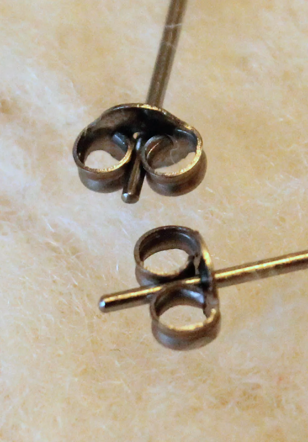Catseye Moonstone Bezel Gemstones, Med (Niobium or Titanium Post Earrings)
