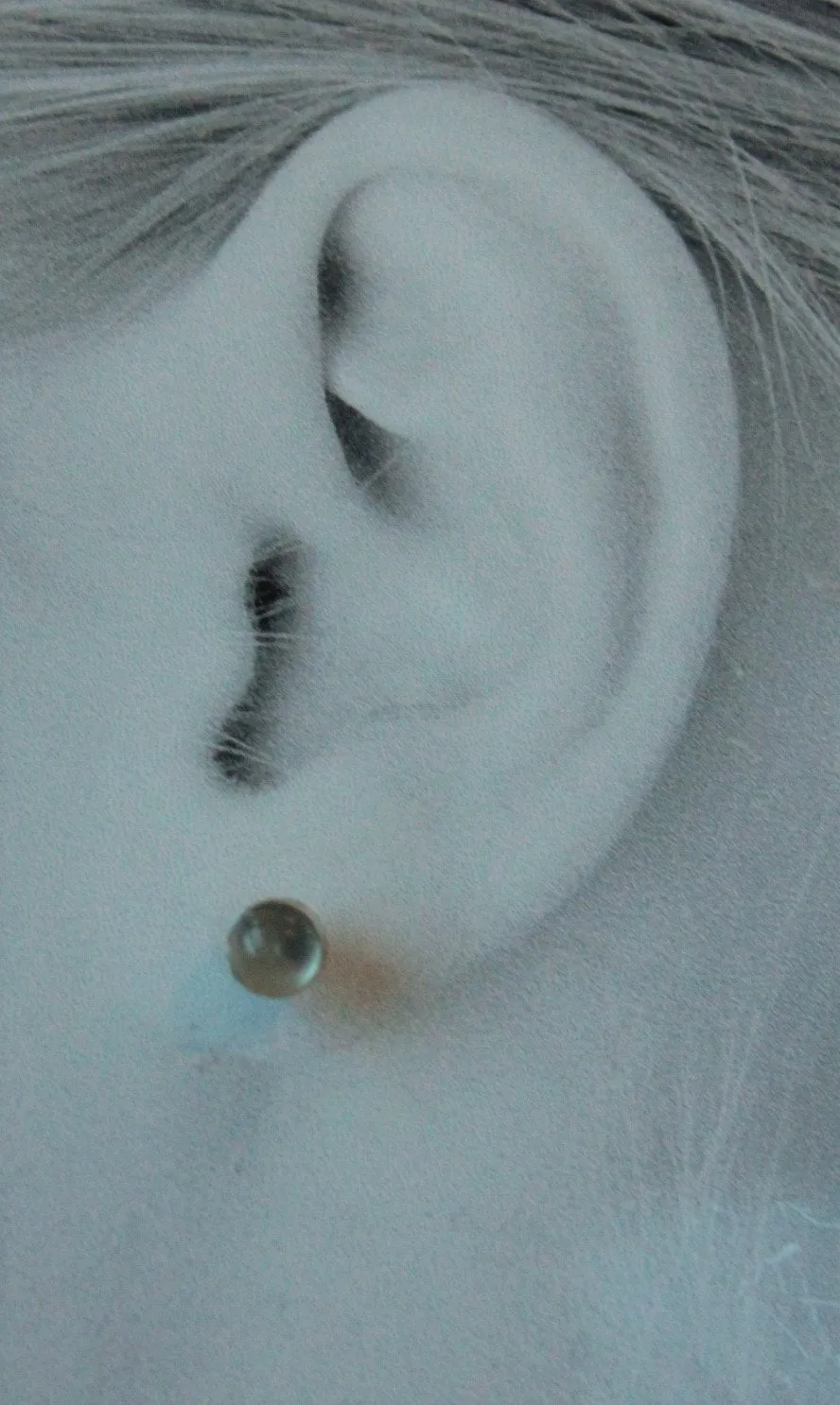 Catseye Moonstone Bezel Gemstones, Med (Niobium or Titanium Post Earrings)