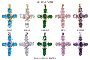 CB2040 Ornate Cubic Zirconia Cross Charm/ Pendant 23mmx33mm