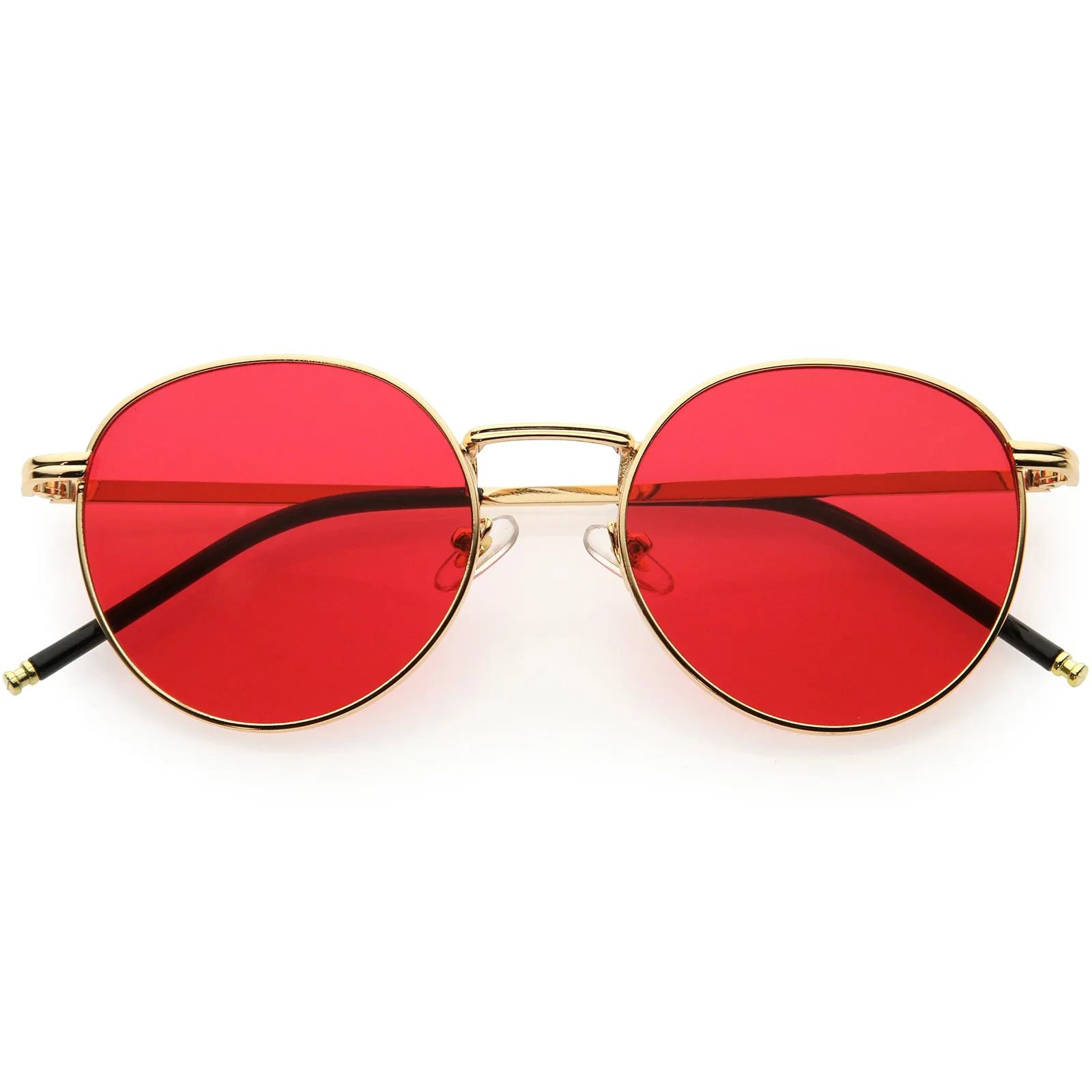 Circular Metal Accented Elegant Round Sunglasses 51mm