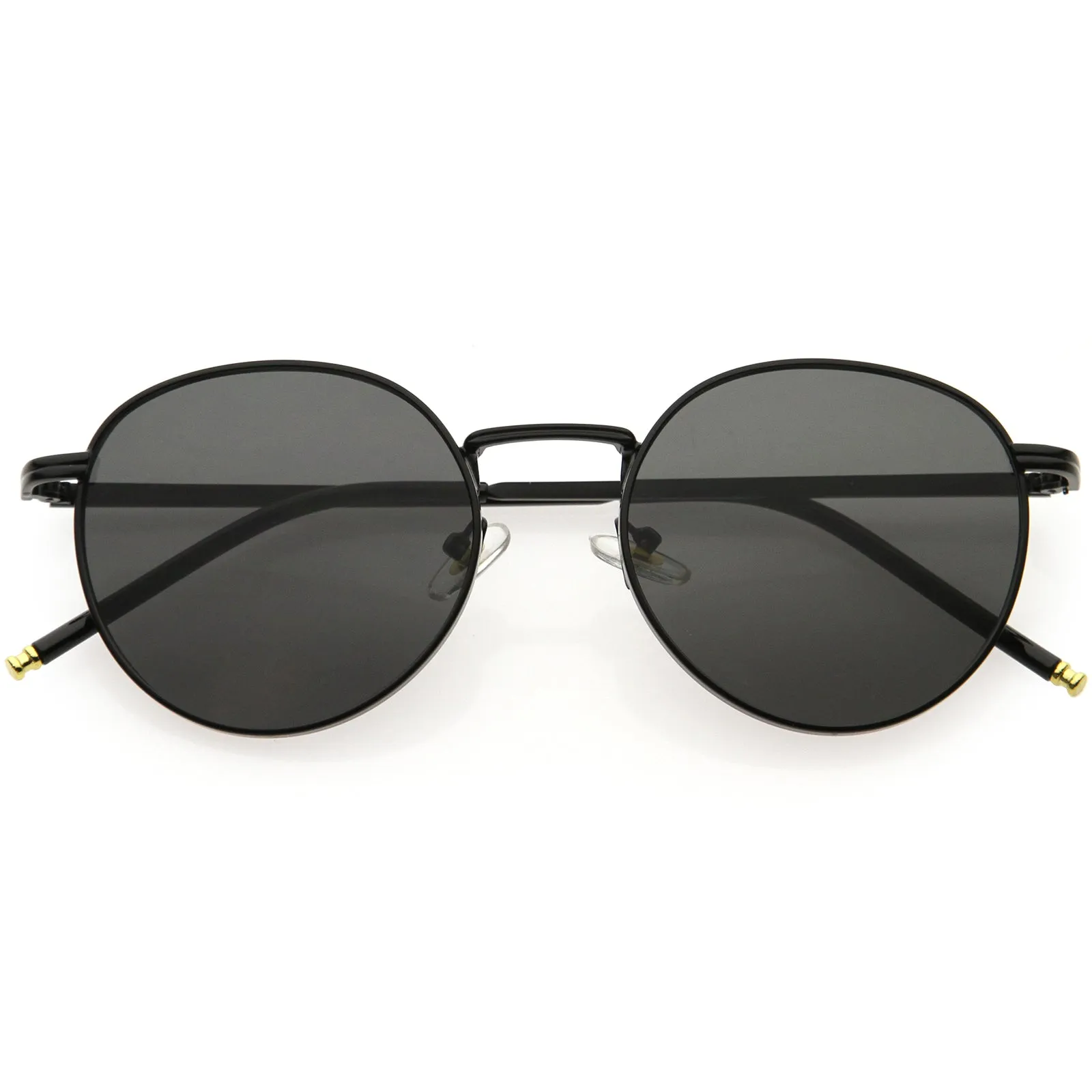 Circular Metal Accented Elegant Round Sunglasses 51mm