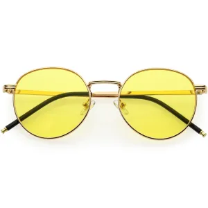 Circular Metal Accented Elegant Round Sunglasses 51mm