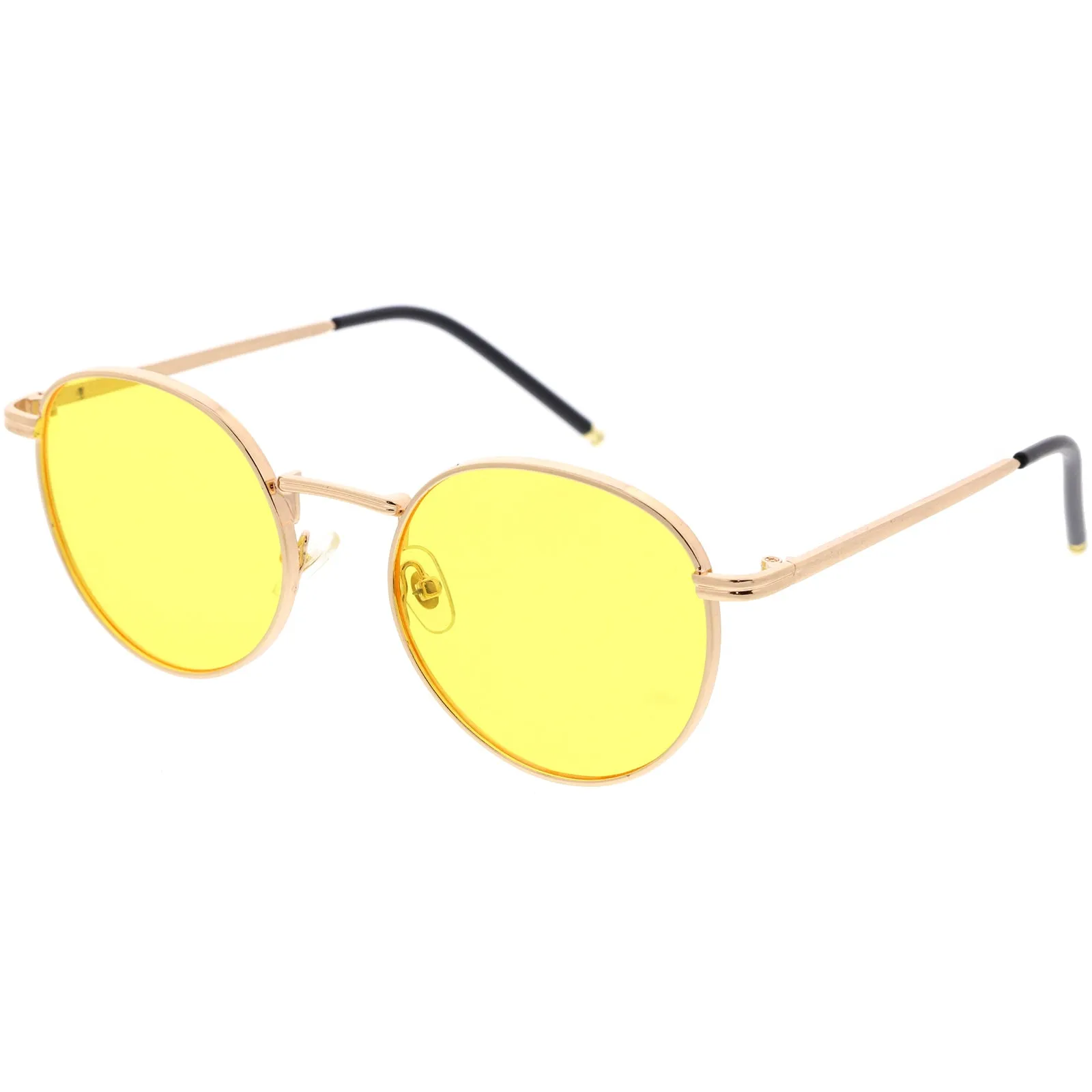 Circular Metal Accented Elegant Round Sunglasses 51mm
