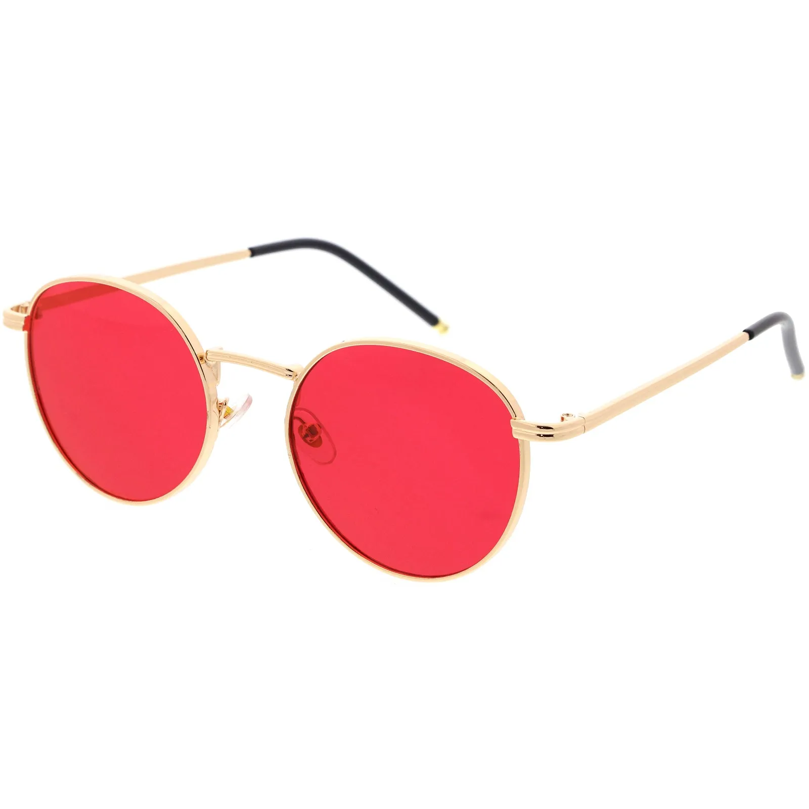 Circular Metal Accented Elegant Round Sunglasses 51mm