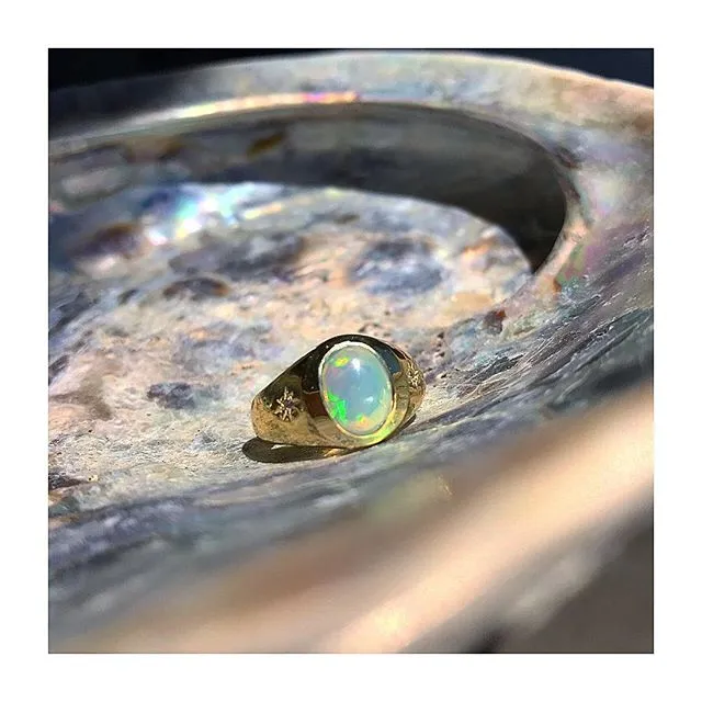 Cocktail Hour Signet Ring - Opal/Gold