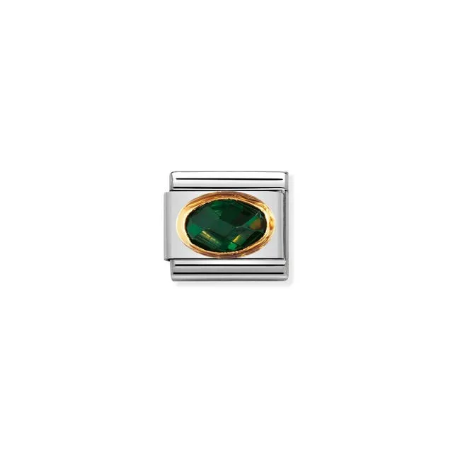 Composable Classic Emerald Green Faceted Stone Link - 030601/027