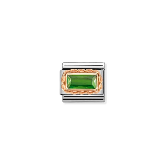 Composable Green Baguette CZ Link - Rose Gold - 430604/004
