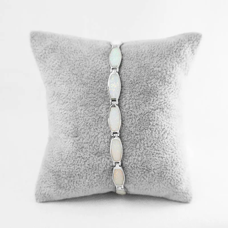 Crushed Opal Rectangle Link Bracelet