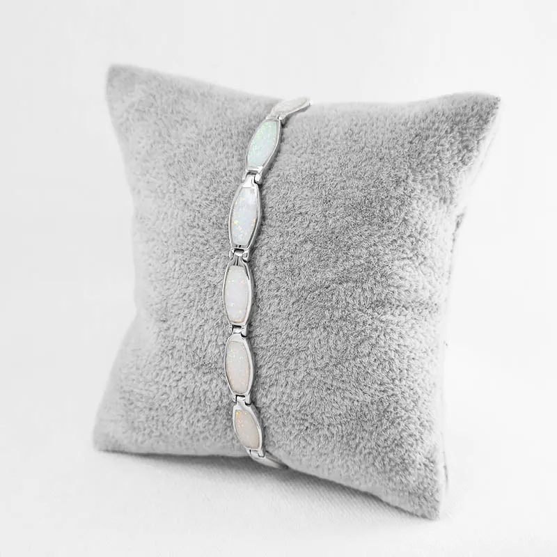 Crushed Opal Rectangle Link Bracelet