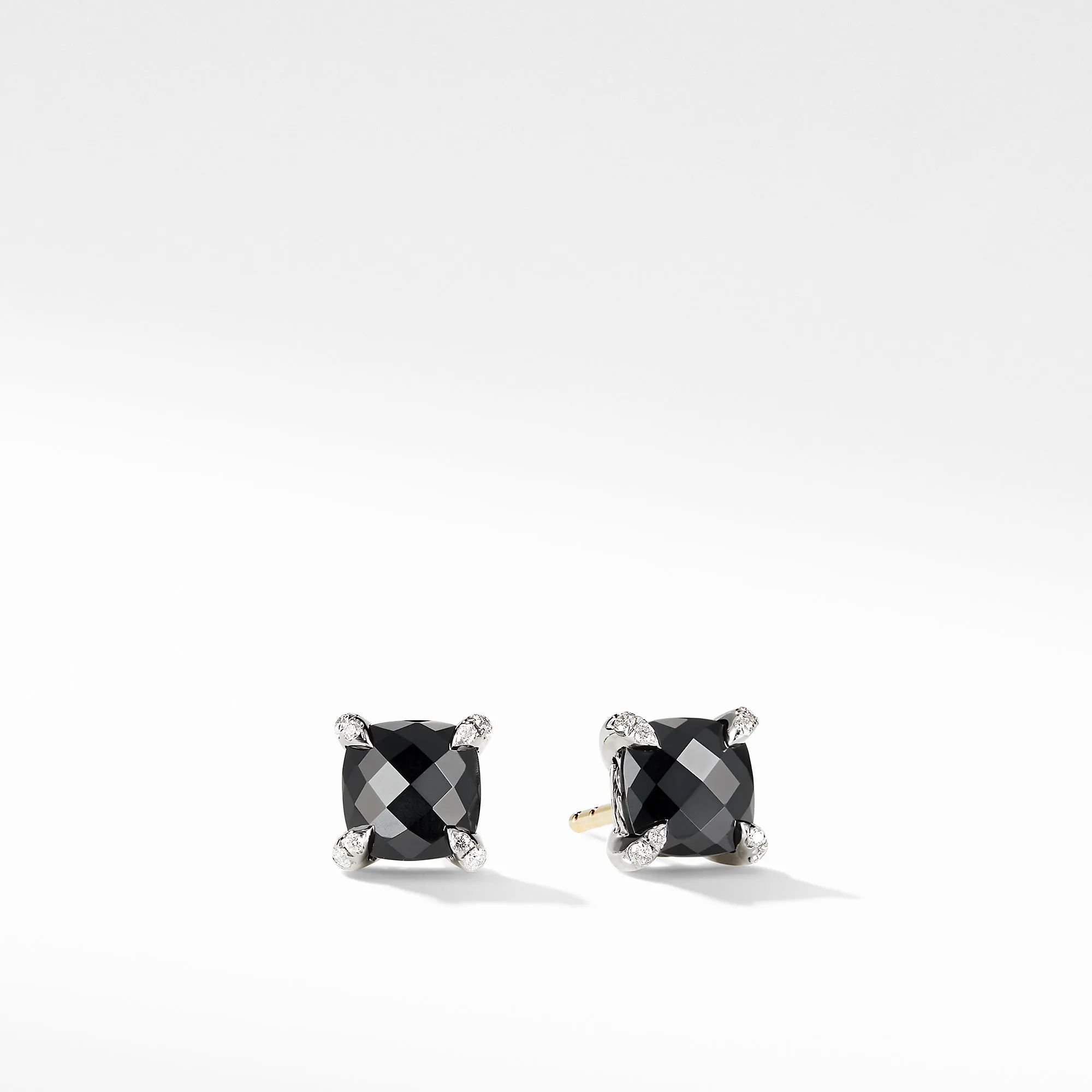 David Yurman Chatelaine 6MM Stud Earrings with Black Onyx and Diamonds