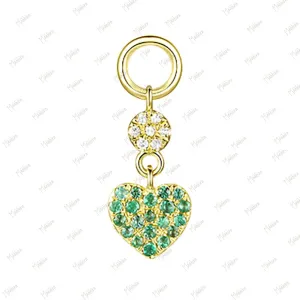 Diamond Disc & Emerald Heart Charm