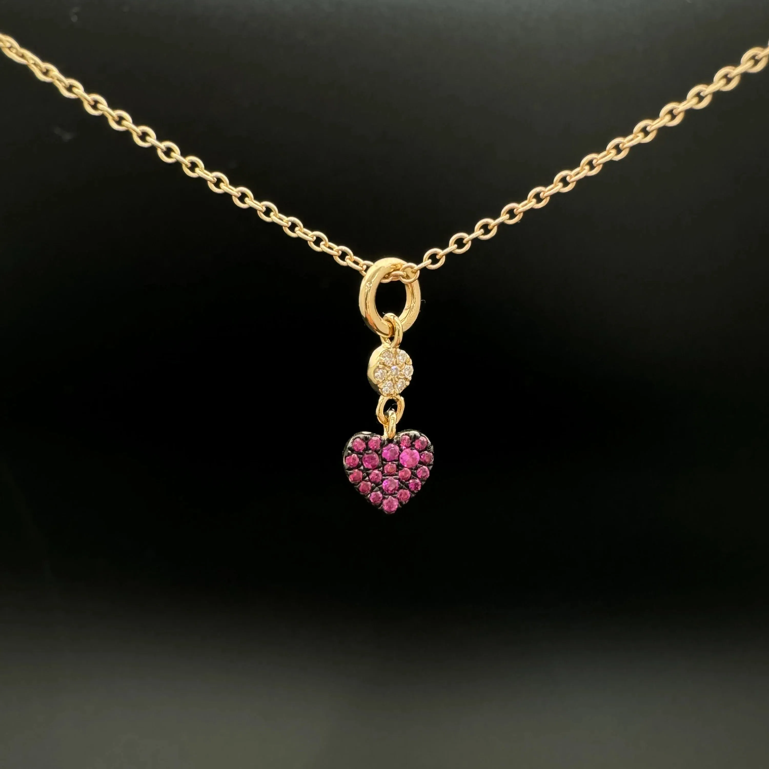 Diamond Disc & Emerald Heart Charm