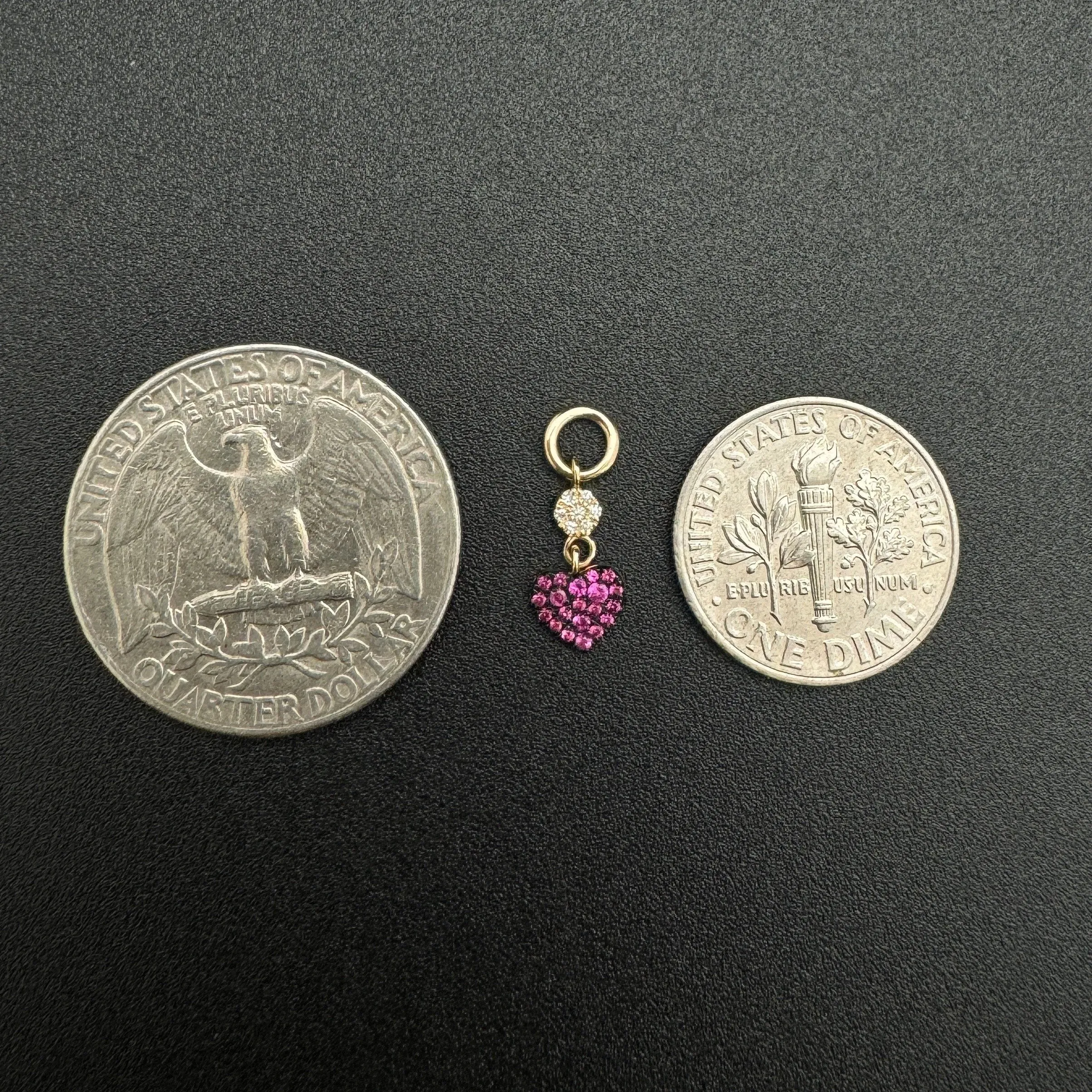 Diamond Disc & Emerald Heart Charm