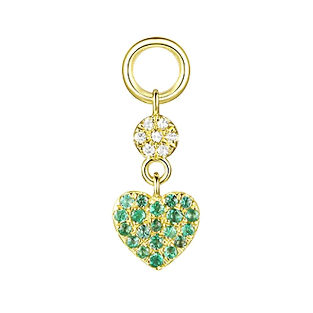 Diamond Disc & Emerald Heart Charm