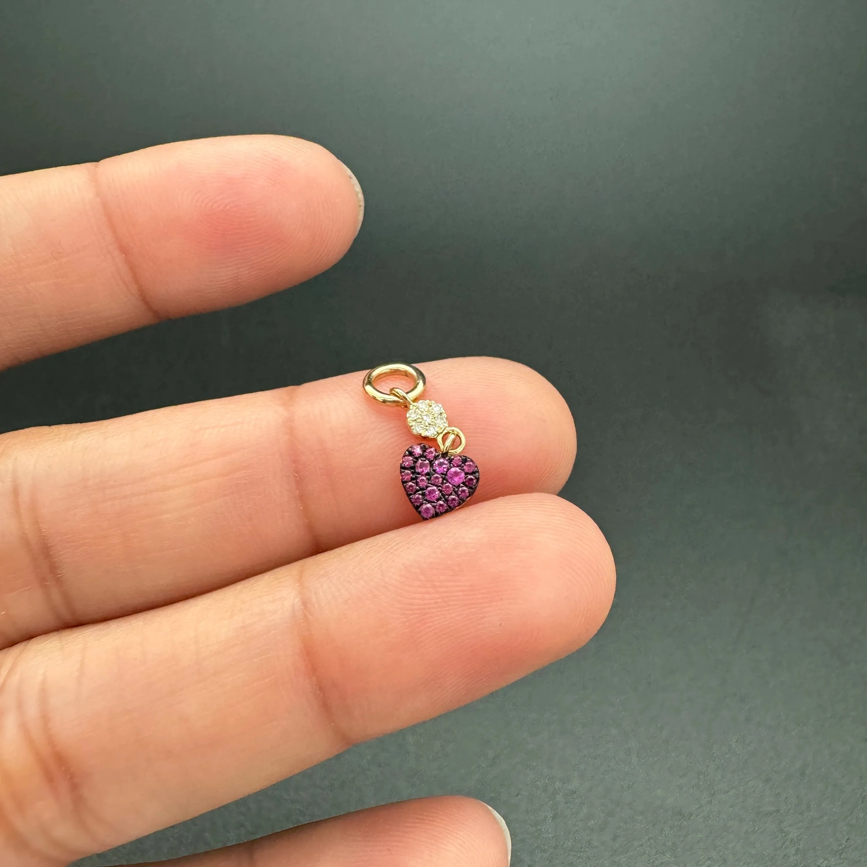 Diamond Disc & Emerald Heart Charm