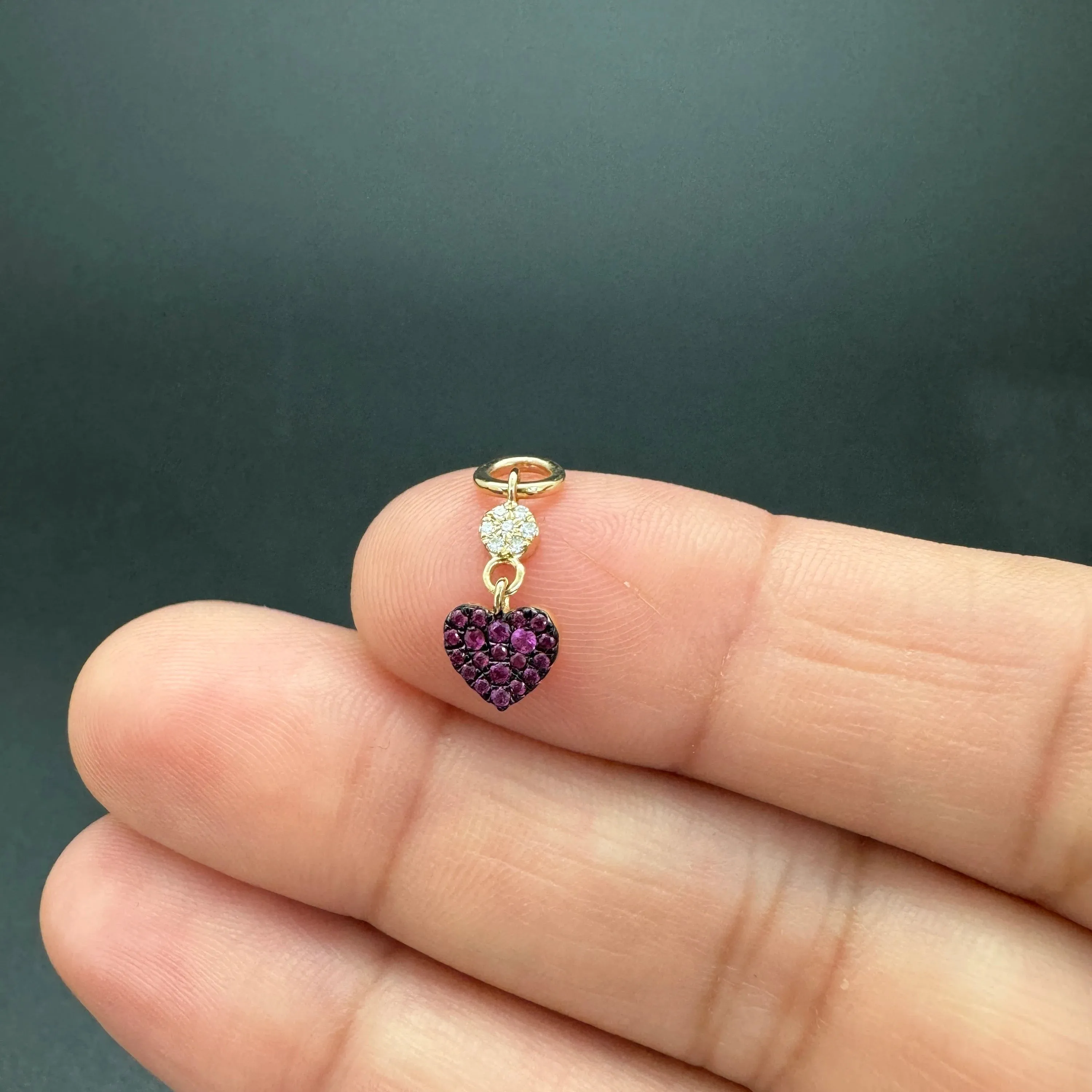 Diamond Disc & Emerald Heart Charm