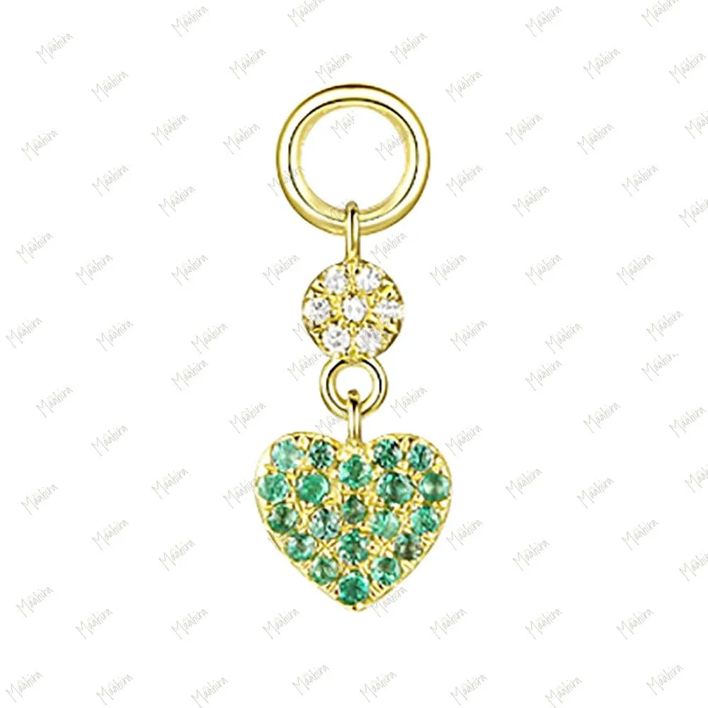 Diamond Disc & Emerald Heart Charm