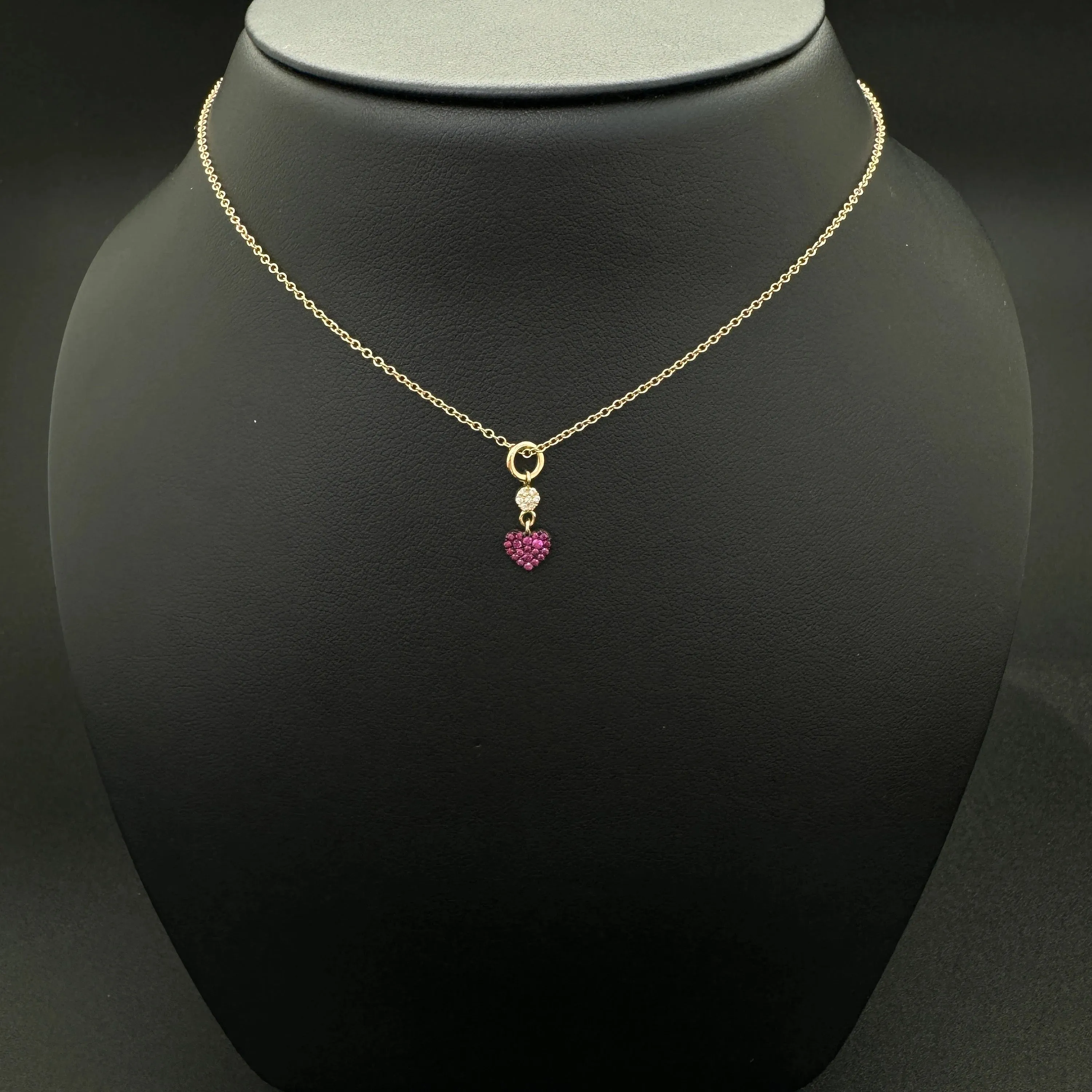 Diamond Disc & Emerald Heart Charm