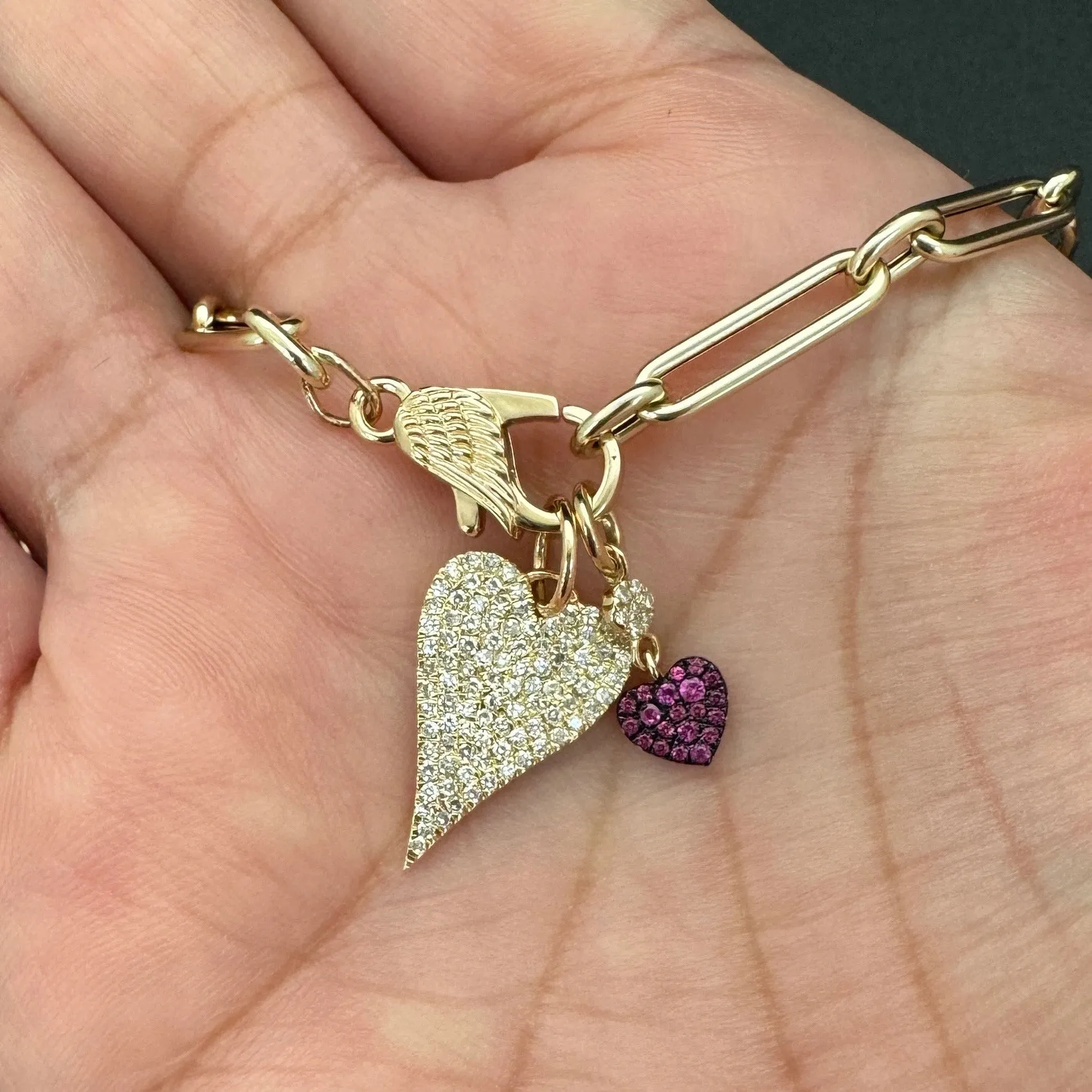Diamond Disc & Emerald Heart Charm