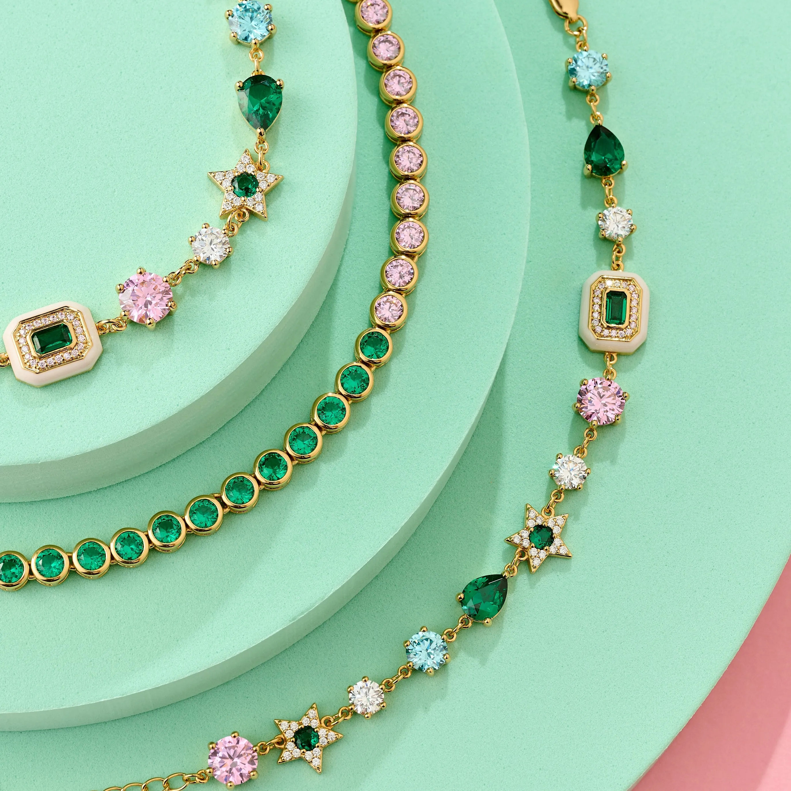 Dotty Emerald Tennis Bracelet - Gold - AS22TRB08