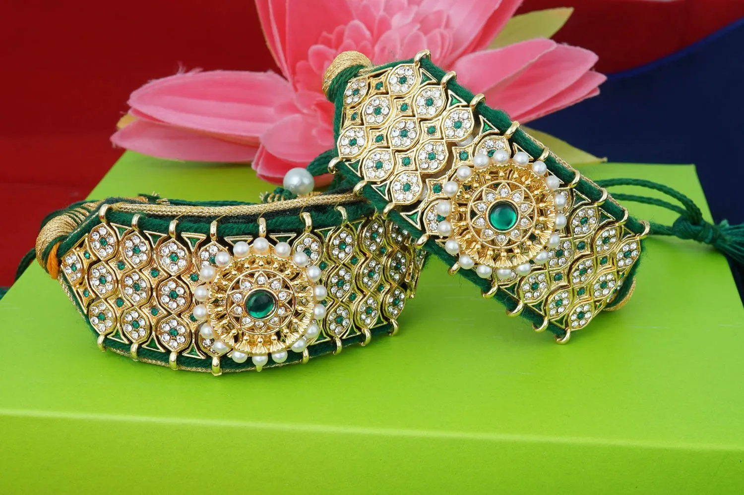 Emerald Pearl: Diamond Hand Bracelet