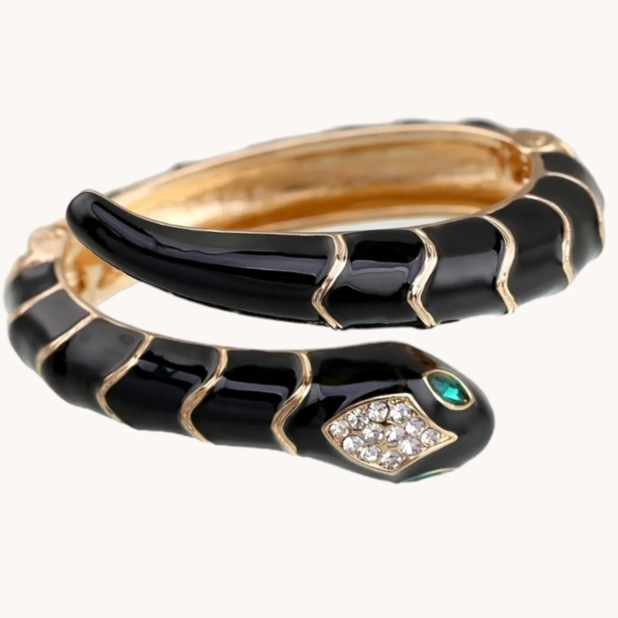 Enamel and Gold Snake Cuff