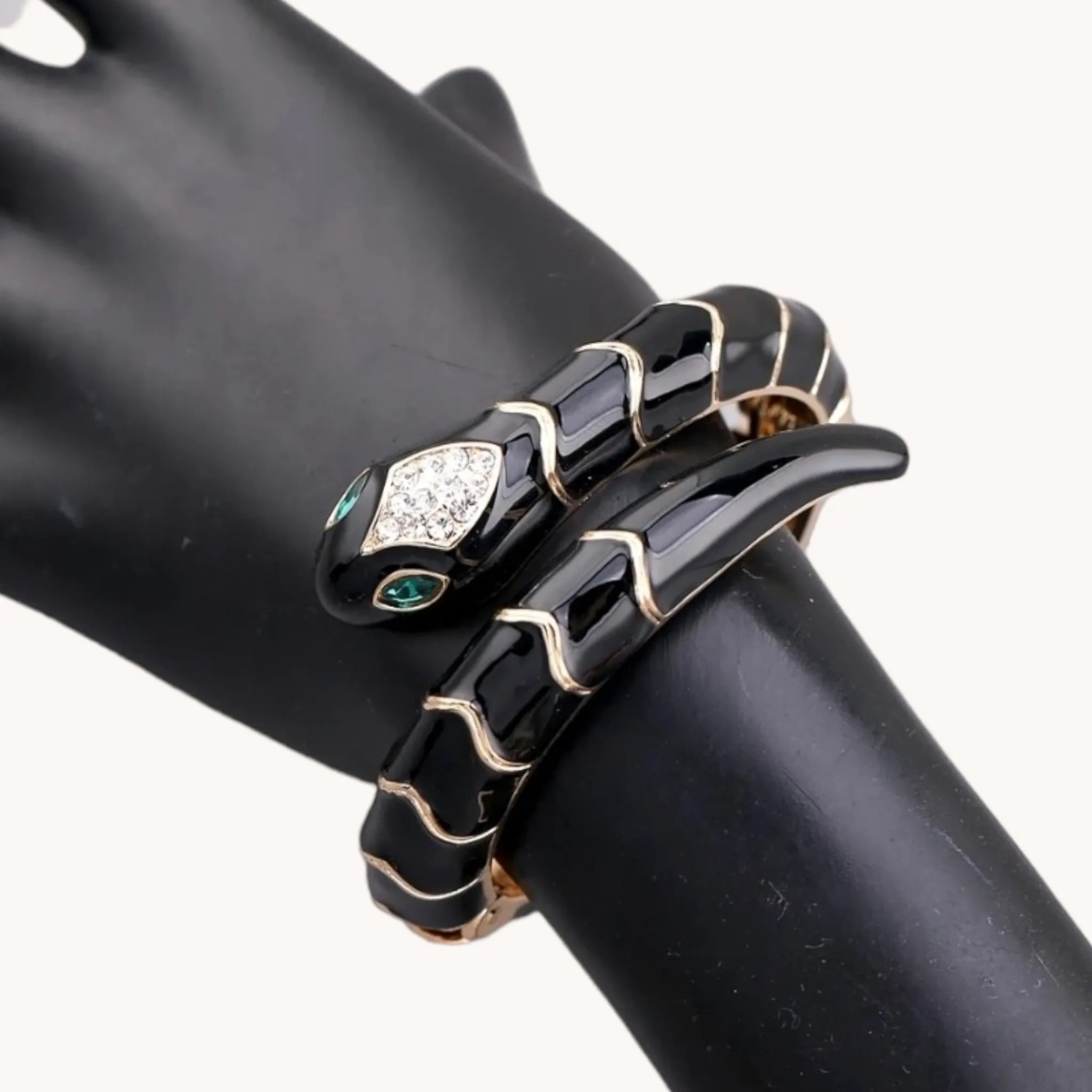 Enamel and Gold Snake Cuff